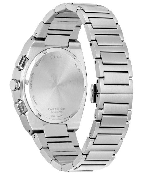 Eco-Drive Men's Chronograph Modern Axiom Stainless Steel Bracelet Watch 43mm Silver-tone - 3