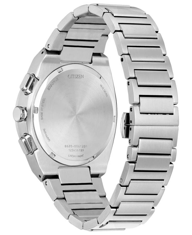 Eco-Drive Men's Chronograph Modern Axiom Stainless Steel Bracelet Watch 43mm Silver-tone - 3