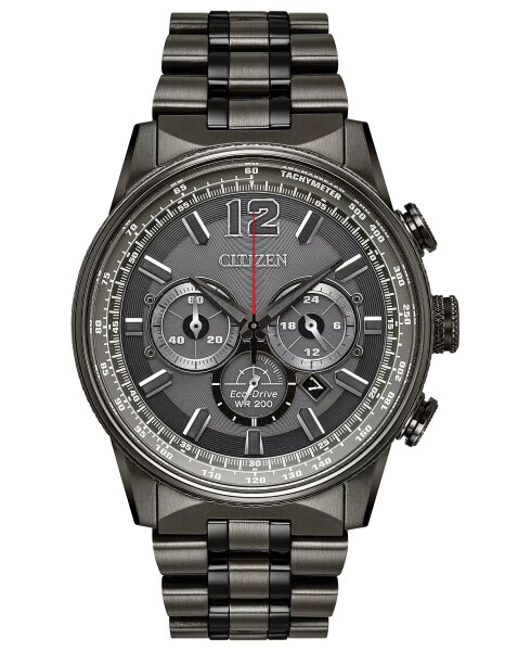 Eco-Drive Men's Chronograph Nighthawk Gray Stainless Steel Bracelet Watch 43mm Grey - 1