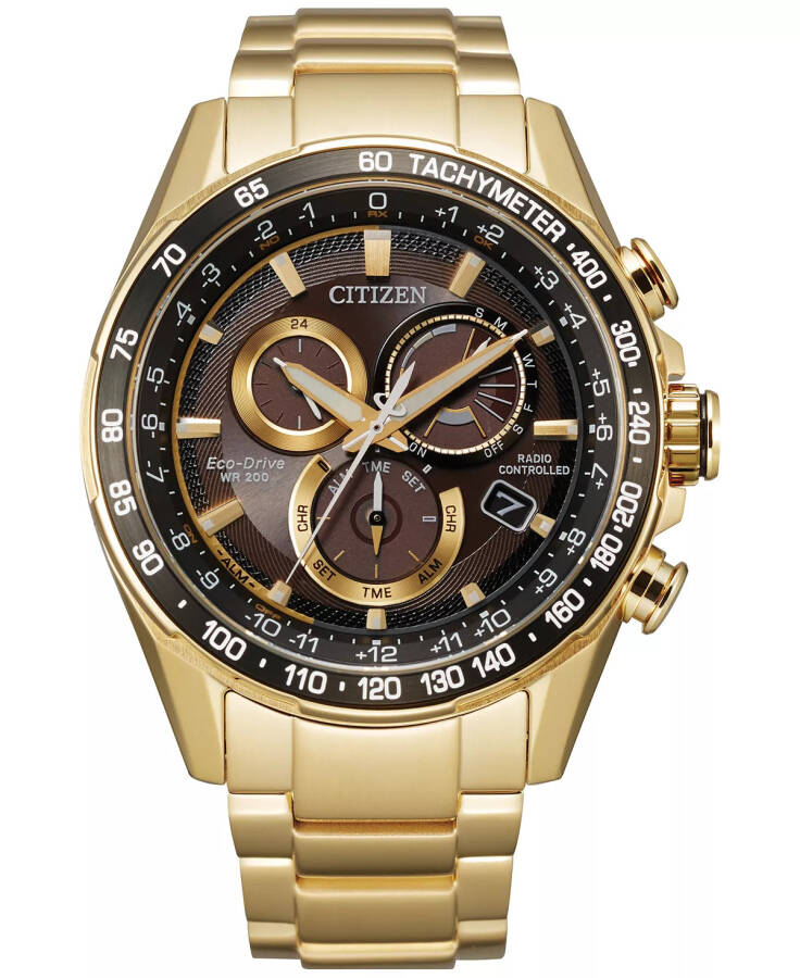 Eco-Drive Men's Chronograph PCAT Gold-Tone Stainless Steel Bracelet Watch 43mm Gold - 1