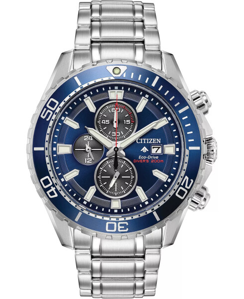 Eco-Drive Men's Chronograph Promaster Diver Stainless Steel Bracelet Watch 46mm Silver - 1