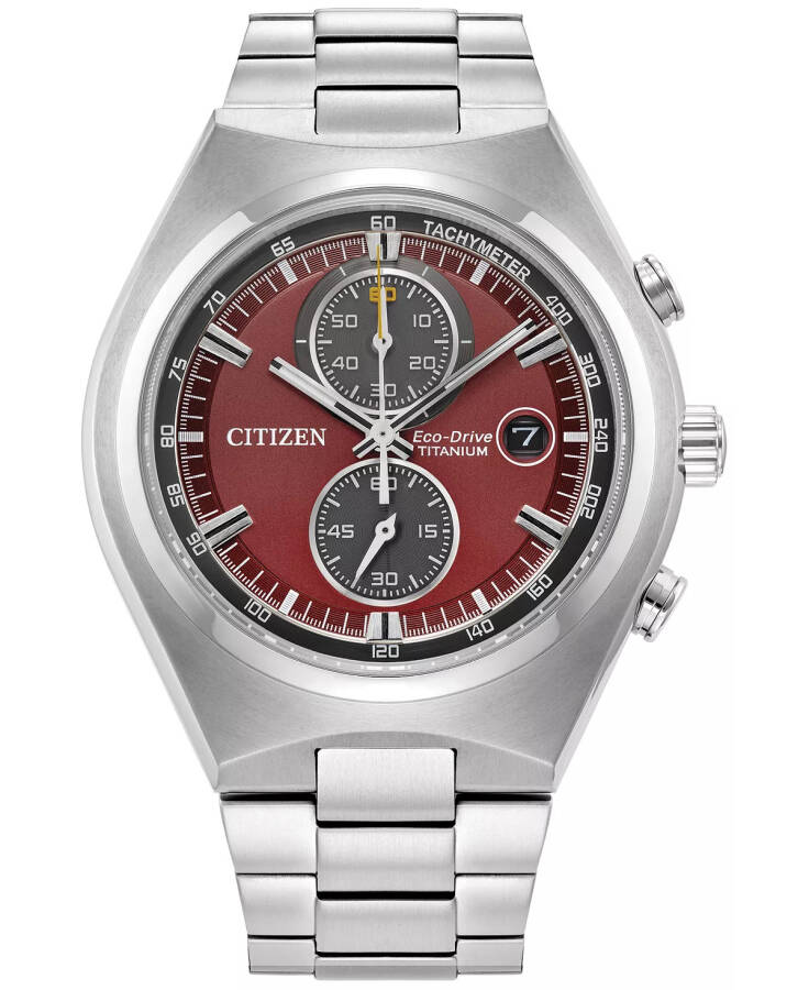 Eco-Drive Men's Chronograph Weekender Silver-Tone Titanium Bracelet Watch 43mm, Created for Modazone Silver-tone - 1