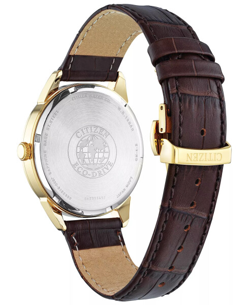 Eco-Drive Men's Corso Brown Leather Strap Watch 40mm Gold - 3