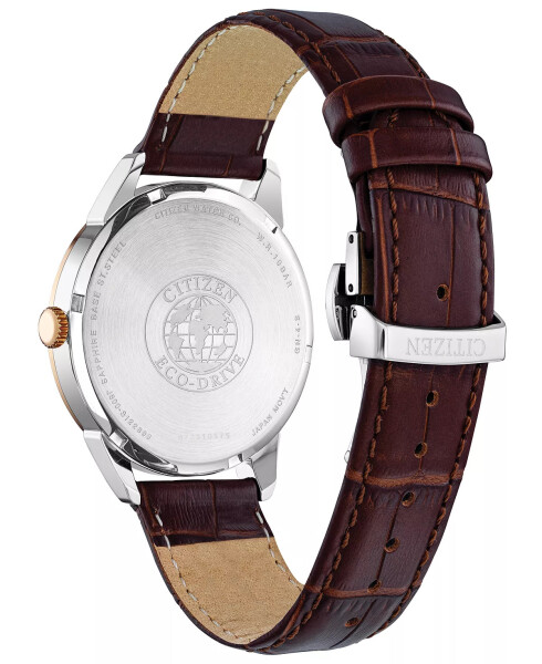 Eco-Drive Men's Corso Brown Leather Strap Watch 40mm Rose Gold - 3