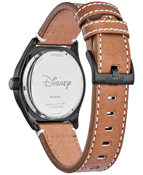 Eco-Drive Men's Disney Mickey Mouse Brown Leather Strap Watch 43mm Brown - 3