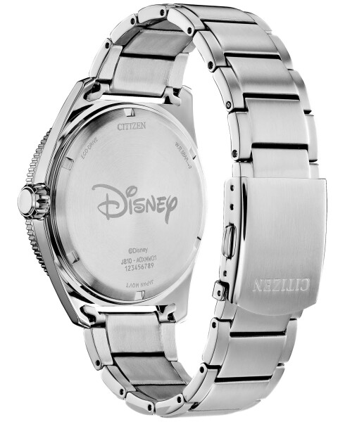 Eco-Drive Men's Disney Mickey Mouse Stainless Steel Bracelet Watch 43mm Silver-tone - 3