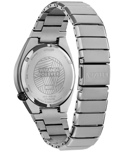 Eco-Drive Men's Marvel Black Panther Super Titanium Bracelet Watch 41mm Silver-tone - 3