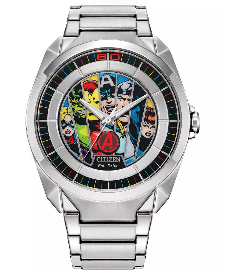 Eco-Drive Men's Marvel Classic Avengers Stainless Steel Bracelet Watch 43mm Silver-tone - 4