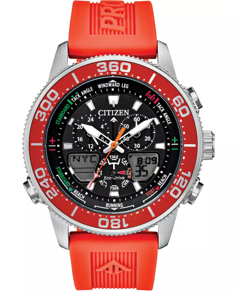 Eco-Drive Men's Promaster Sailhawk Analog-Digital Orange Polyurethane Strap Watch 44mm Orange - 1