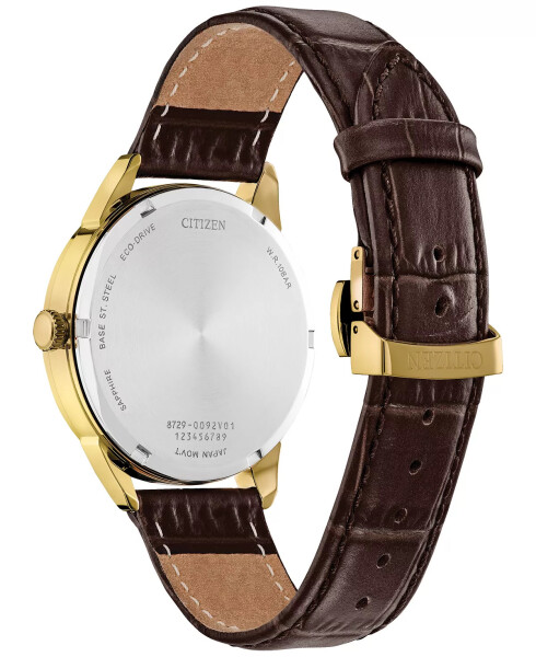 Eco-Drive Men's Rolan Brown Leather Strap Watch 40mm Brown - 3