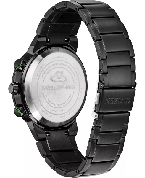 Eco-Drive Men's Satellite Wave GPS Black-Tone Stainless Steel Bracelet Watch 44mm Black - 3