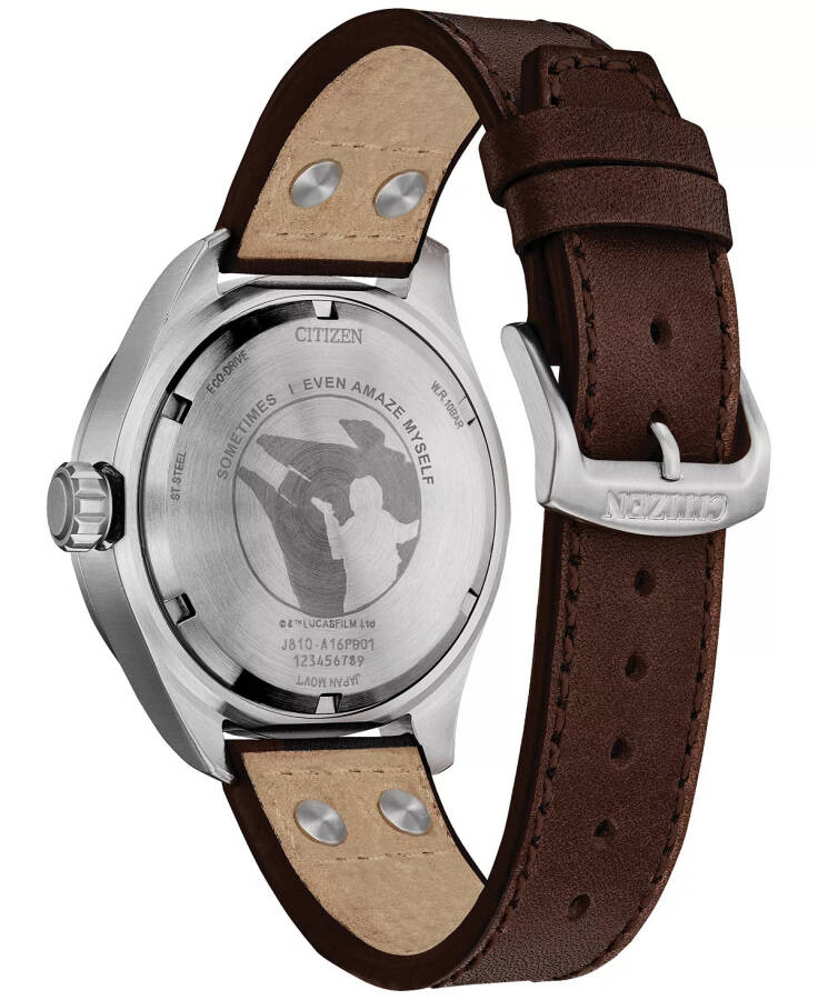 Eco-Drive Men's Star Wars Han Solo Brown Leather Strap Watch 43mm Brown - 3