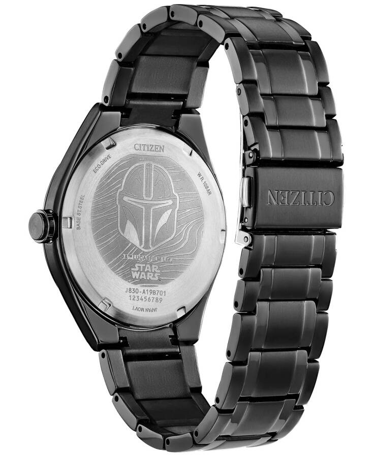 Eco-Drive Men's Star Wars Mandalorian Black Stainless Steel Bracelet Watch 42mm Black - 3