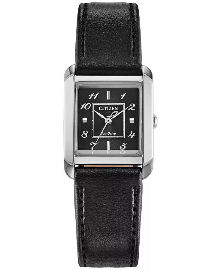 Eco-Drive Women's Bianca Black Leather Strap Watch 28mm Black - 1