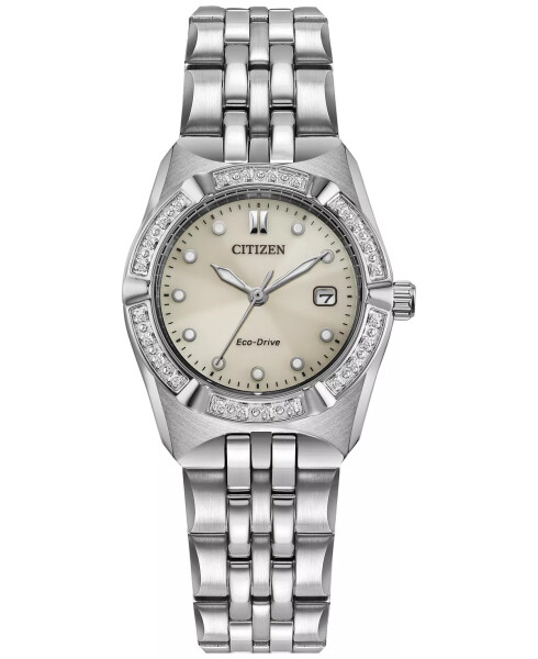 Eco-Drive Women's Corso Diamond (1/10 ct. t.w.) Stainless Steel Bracelet Watch 28mm Silver-tone - 2