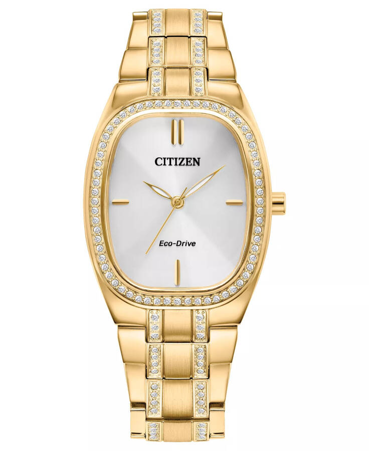 Eco-Drive Women's Crystal Gold-Tone Stainless Steel Bracelet Watch 28mm, Created for Modazone Gold-tone - 1