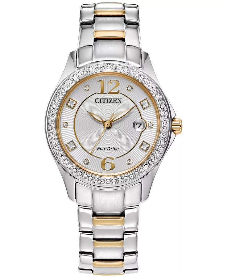 Eco-Drive Women's Crystal Two-Tone Stainless Steel Bracelet Watch 30mm Two-tone - 1