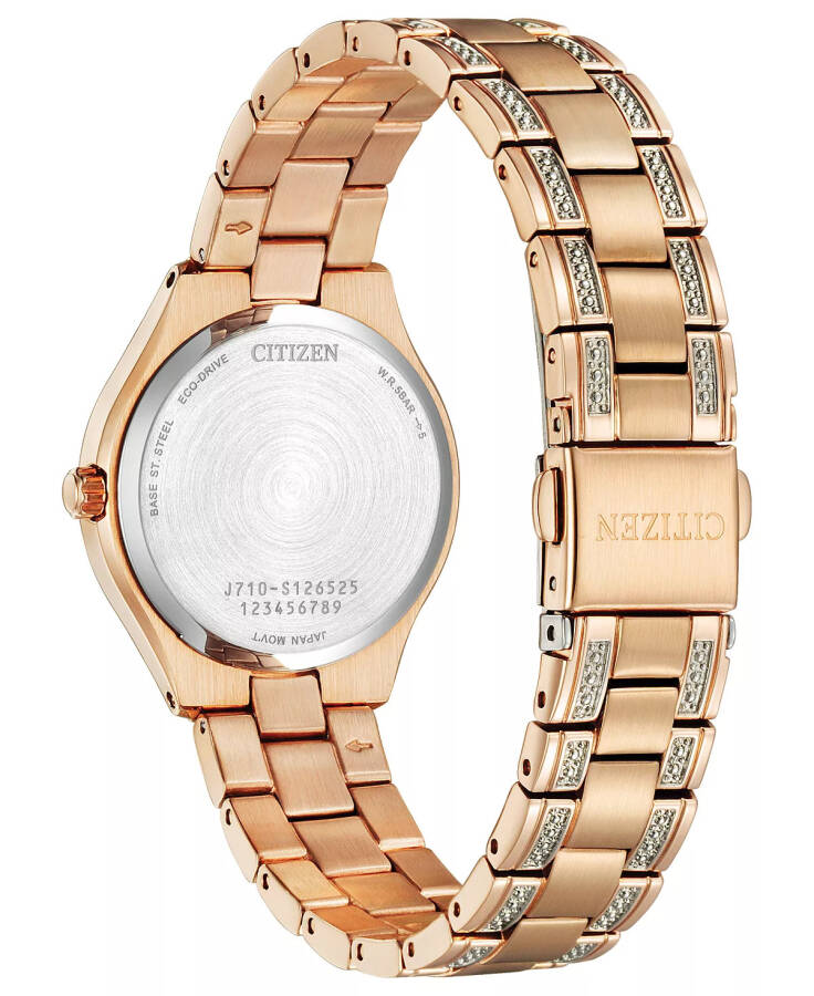 Eco-Drive Women's Silhouette Crystal Rose Gold-Tone Stainless Steel Bracelet Watch 30mm Pink Gold-tone - 3