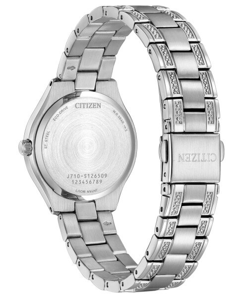 Eco-Drive Women's Silhouette Crystal Stainless Steel Bracelet Watch 30mm Silver-tone - 3