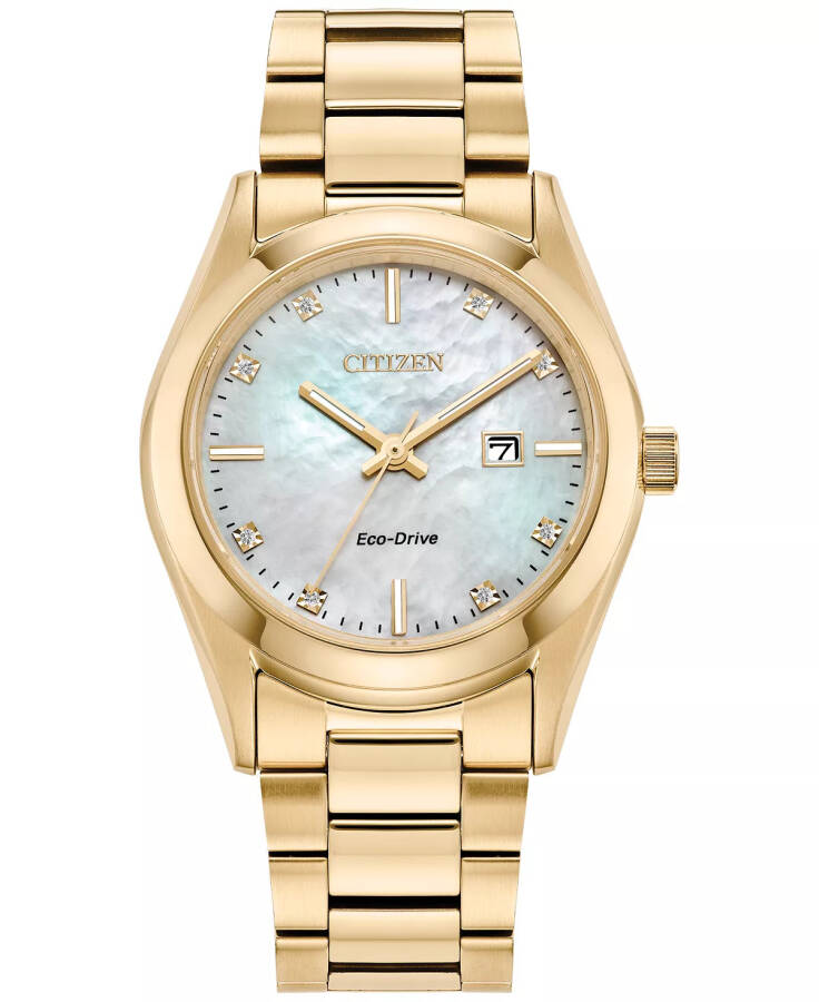 Eco-Drive Women's Sport Luxury Diamond Accent Gold-Tone Stainless Steel Bracelet Watch 33mm Gold-tone - 3