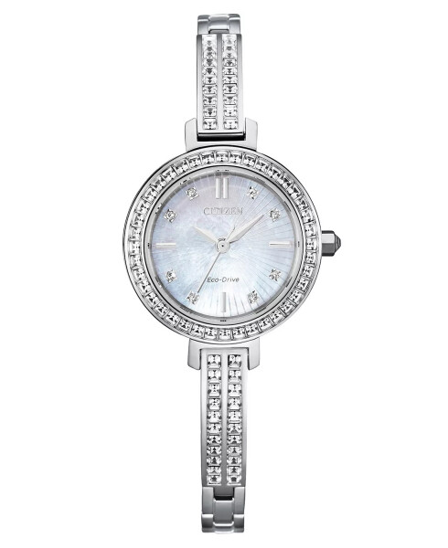 Eco-Drive Women's Stainless Steel & Crystal Bangle Bracelet Watch 25mm Silver-tone - 1