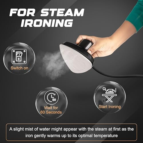 EcoNour Travel Steamer for Clothes Portable Mini Iron | Garment Steamer & Clothing Steamer | Small Iron Portable Steamer for clothes | Travel size iron With Steam | Travel handheld steamer | Black - 11