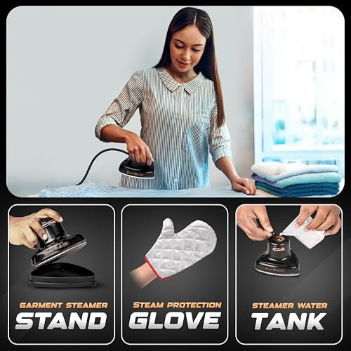 EcoNour Travel Steamer for Clothes Portable Mini Iron | Garment Steamer & Clothing Steamer | Small Iron Portable Steamer for clothes | Travel size iron With Steam | Travel handheld steamer | Black - 6