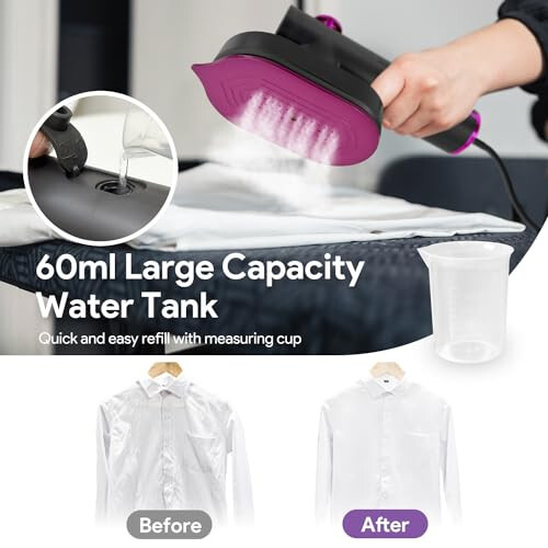 ECPAUTECH Compact Mini Travel Steamer Iron - Fast Heating, Wrinkle-Removing, Ideal for Business Trips, Vacation, Quick Touch-Ups, Suitable For Travelers, Business Professionals - 4