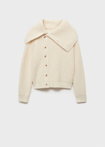 Ecru buttoned sweater with a funnel neck. - 1