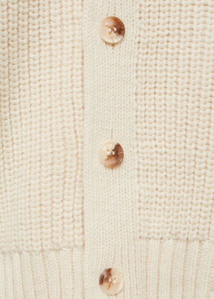 Ecru buttoned sweater with a funnel neck. - 7