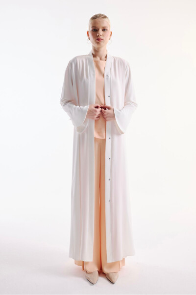 Ecru Flounce Sleeve Abaya - 3