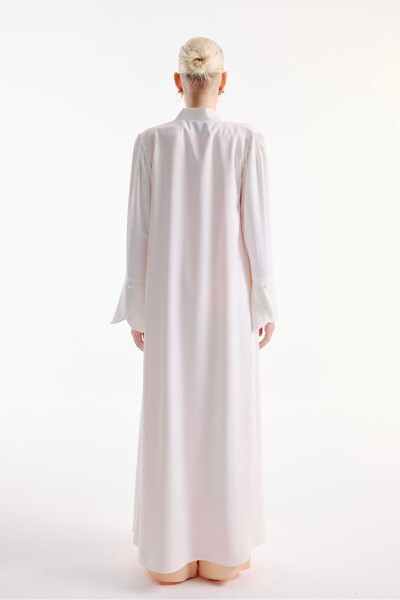 Ecru Flounce Sleeve Abaya - 5