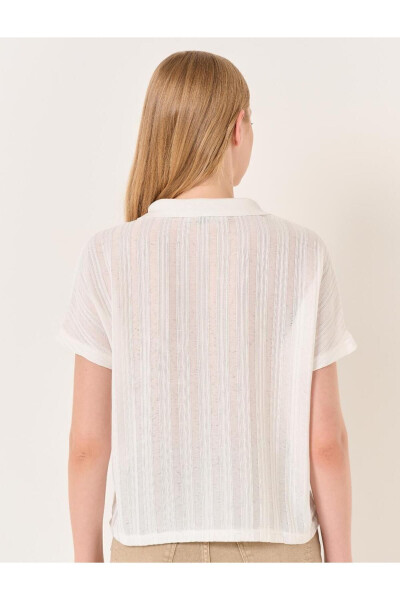 Ecru Open Neck Short Sleeve Knit T-Shirt - 12