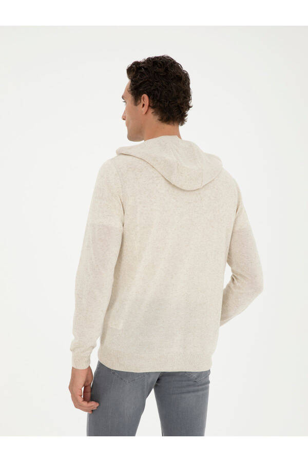 Ecru Regular Fit Linen Blend Knit Cardigan - 5