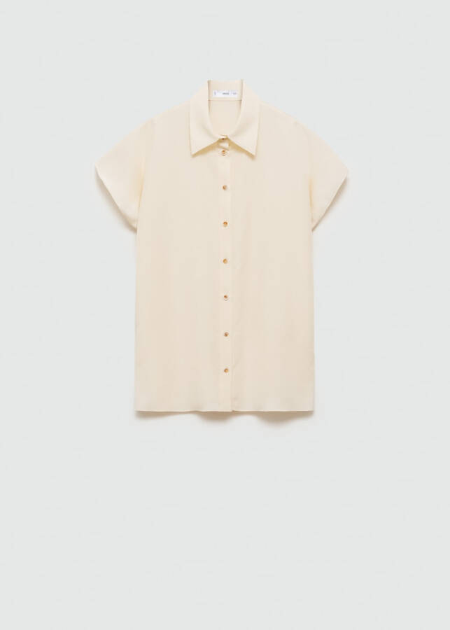 Ecru short-sleeved lyocell shirt - 1