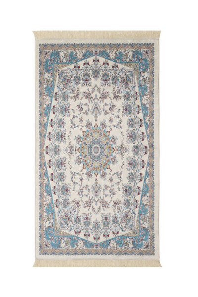 Ecru Velvet Carpet Prayer Rug - 1