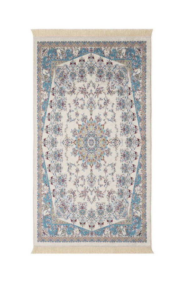 Ecru Velvet Carpet Prayer Rug - 1