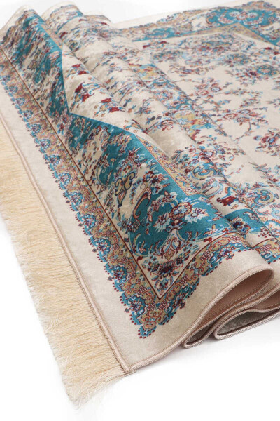 Ecru Velvet Carpet Prayer Rug - 3