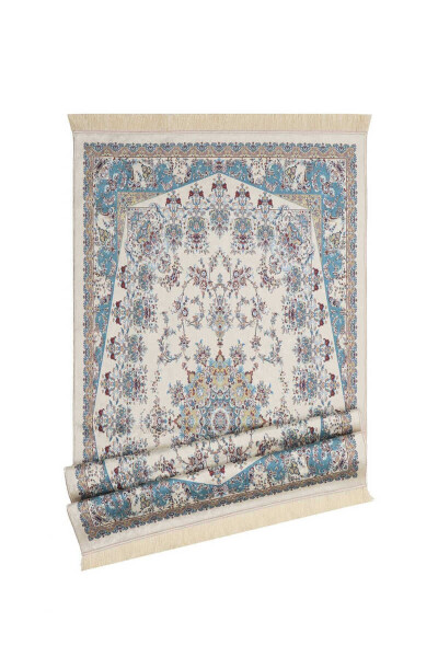 Ecru Velvet Carpet Prayer Rug - 4