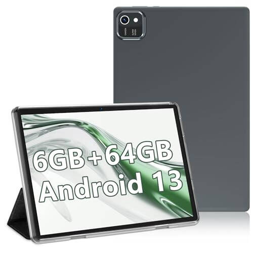 EDDBNi plansheti 10.1 dyuymli Android 13 Planshetlari, 64GB ROM 512GB Kengaytirilgan To'rt Yadroli Protsessor, 6000mAh 8MP Kamera, Wi-Fi bilan Planshet qopqog'i Qora - 2