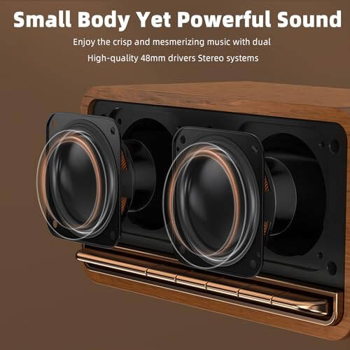 Edifier Retro Wood Bluetooth Speaker, Wireless Portable speakers with 20W Stereo Sound, vintage decor speaker with AUX, USB Soundcard, Micro SD Brown - 3