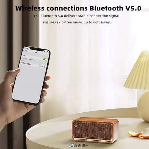 Edifier Retro Wood Bluetooth Speaker, Wireless Portable speakers with 20W Stereo Sound, vintage decor speaker with AUX, USB Soundcard, Micro SD Brown - 5