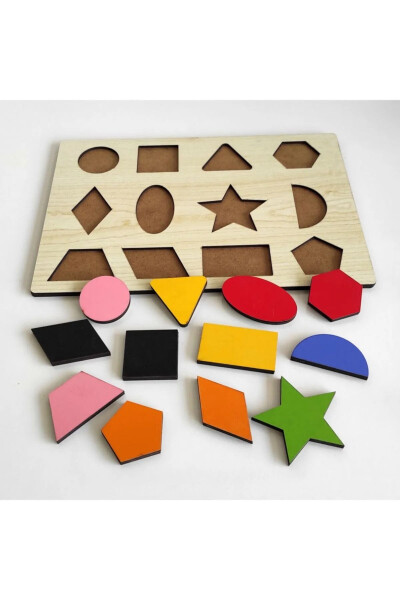 Educational Wooden Geometric Shapes Building Blocks - 12