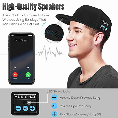 EDYELL Bluetooth Hoparlörlü Ayarlanabilir Kablosuz Akıllı Telefon Kulaklığı Şapkası Açık Spor Beyzbol Şapkası Erkekler/Kadınlar/Erkek Çocuklar/Kız Çocukları İçin Doğum Günü Hediyesi - 2