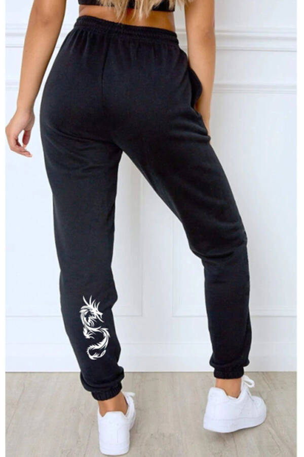 EJDERHAA Women's Black High Waist Jogger Sweatpants - 2