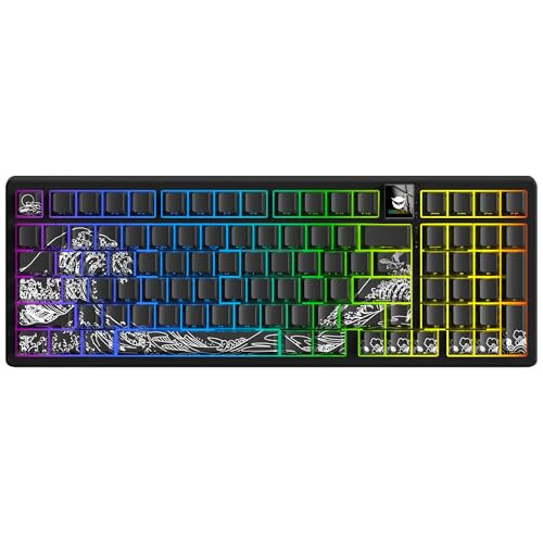 Ekranlı OHY Kablosuz Mekanik Klavye, XVX K98 Üç Modlu Bağlantı RGB Arka Aydınlatmalı Oyun Klavyesi, Sayısal Tuş Takımıyla Kremsi Klavye, Conta Yapısı, Win/Mac İçin Sıcak Takım Özelleştirilebilir Klavye - Mercan Denizi - 7