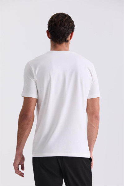 Ekru Slim Fit Bisiklet Yaka T-Shirt - 4