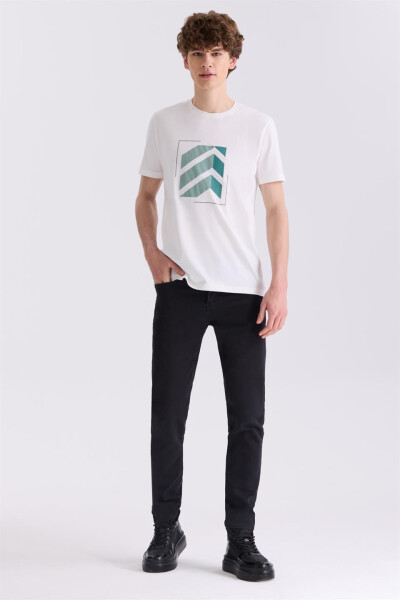 Ekru Slim Fit Bisiklet Yaka T-Shirt - 2