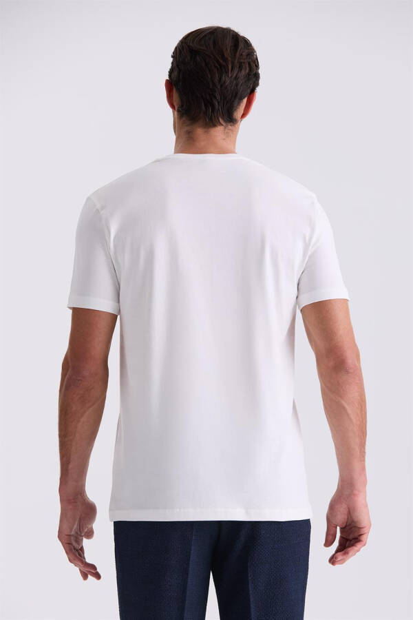 Ekru Slim Fit Bisiklet Yaka T-Shirt - 4