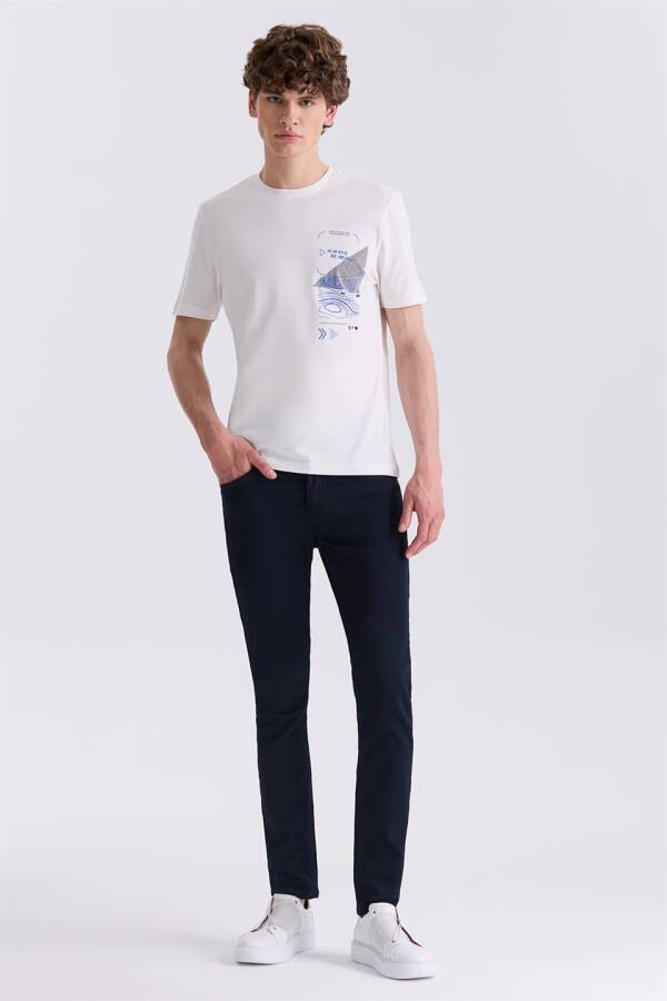 Ekru Slim Fit Bisiklet Yaka T-Shirt - 2